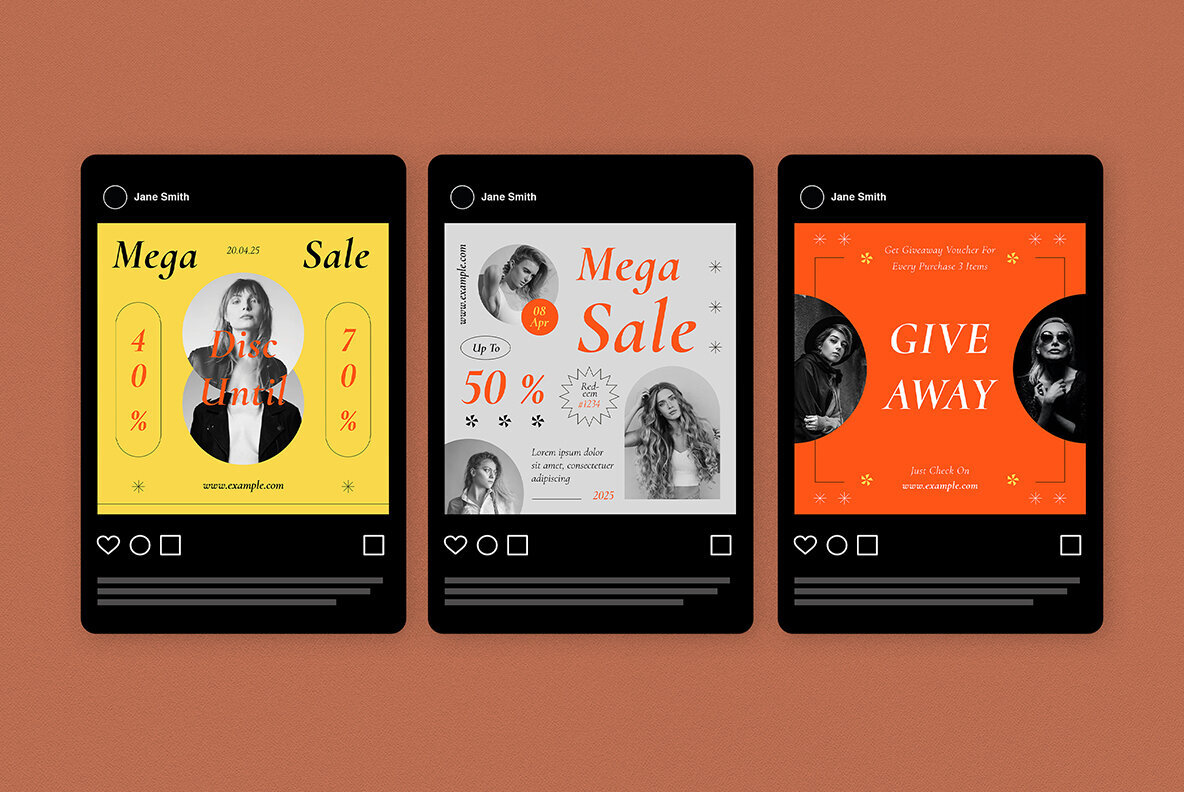 Orange Modern Design Fashion Sale Instagram Pack 5