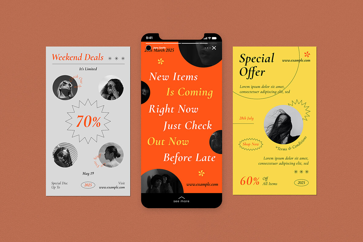 Orange Modern Design Fashion Sale Instagram Pack 6
