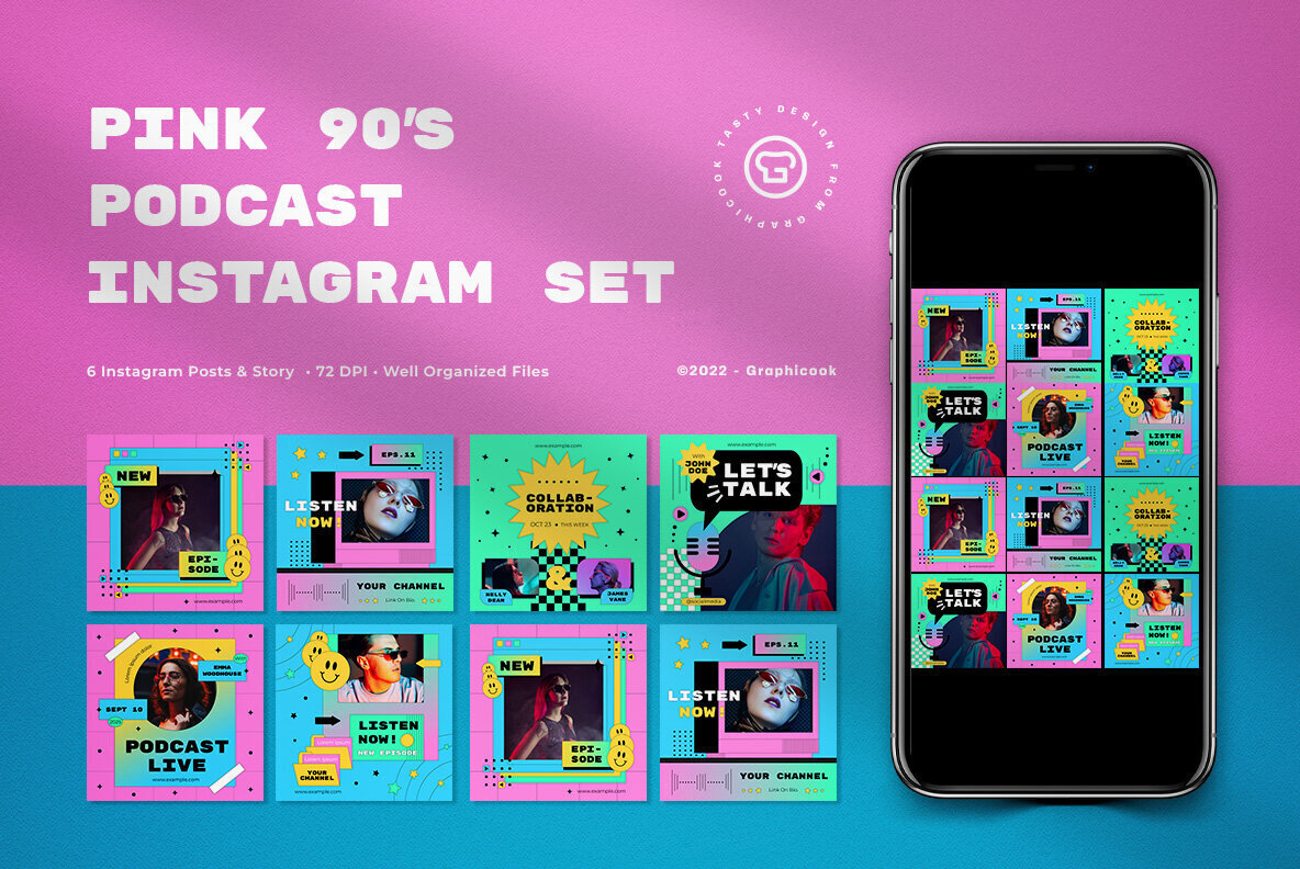 Pink 90s Podcast Instagram Pack 1