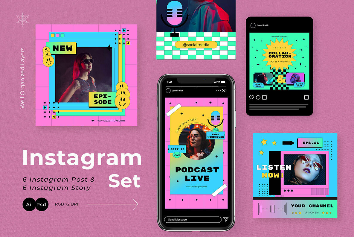 Pink 90s Podcast Instagram Pack 2