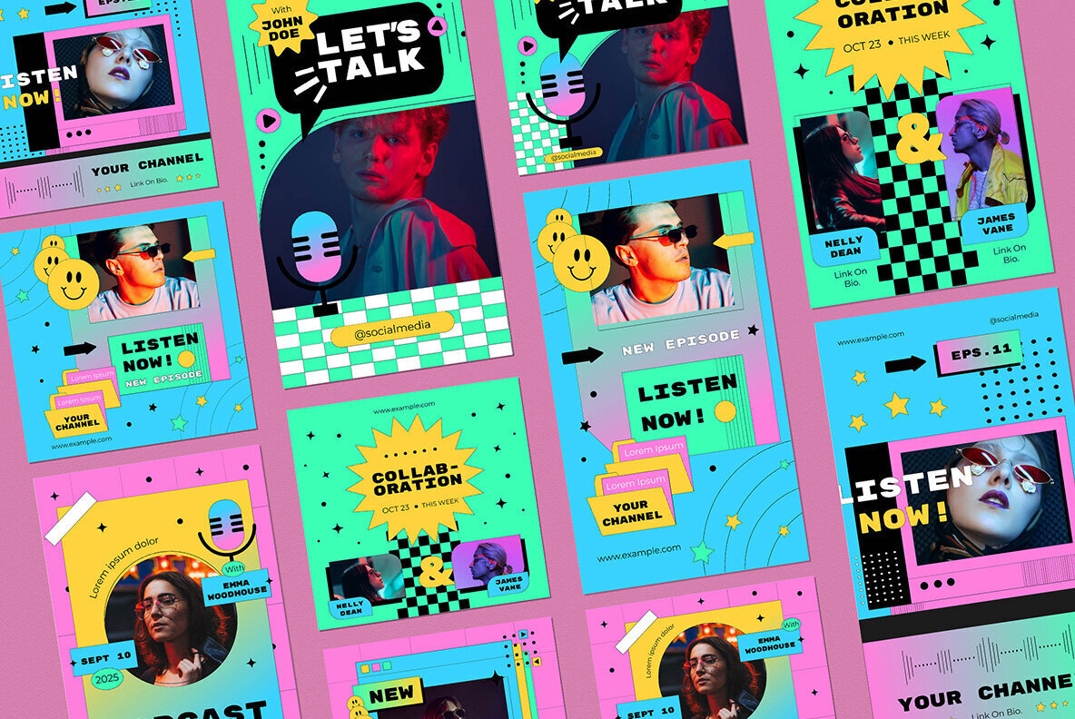 Pink 90s Podcast Instagram Pack 3