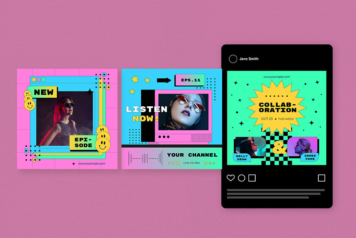 Pink 90s Podcast Instagram Pack 4