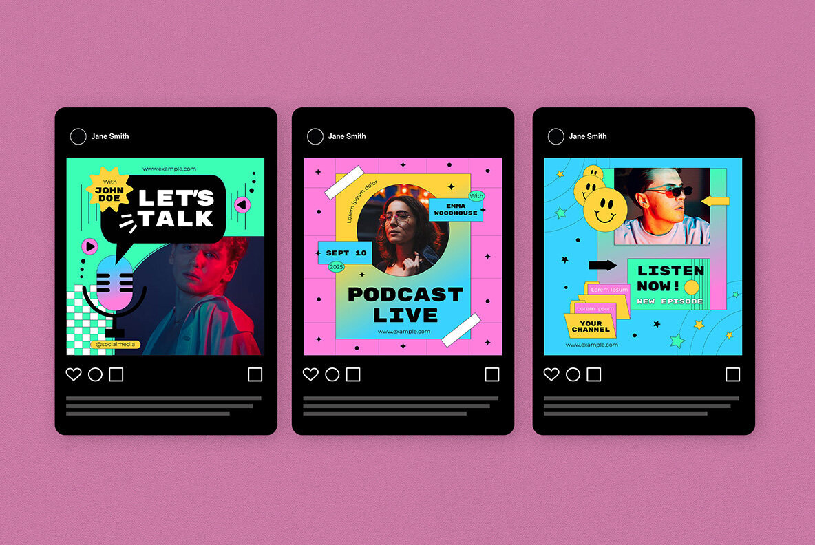 Pink 90s Podcast Instagram Pack 5