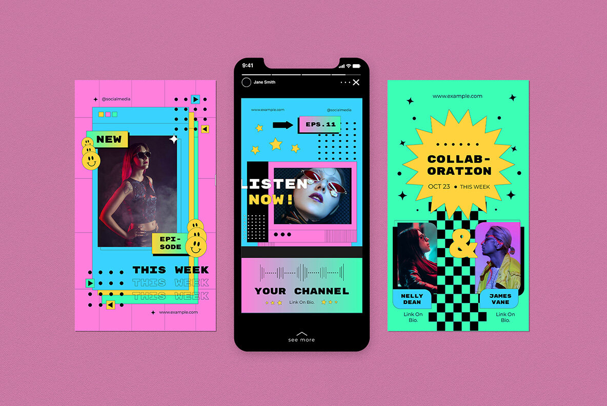 Pink 90s Podcast Instagram Pack 6