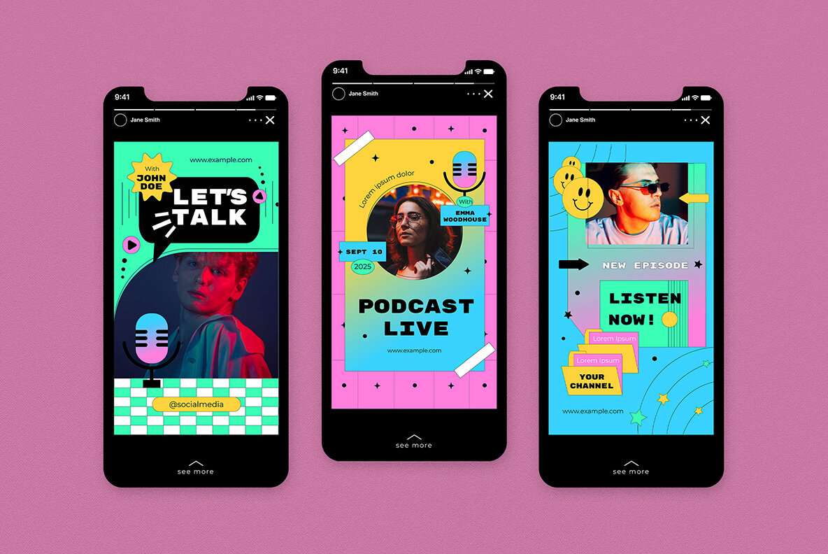 Pink 90s Podcast Instagram Pack 7