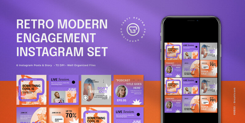 Purple Retro Modern Fashion Instagram Pack