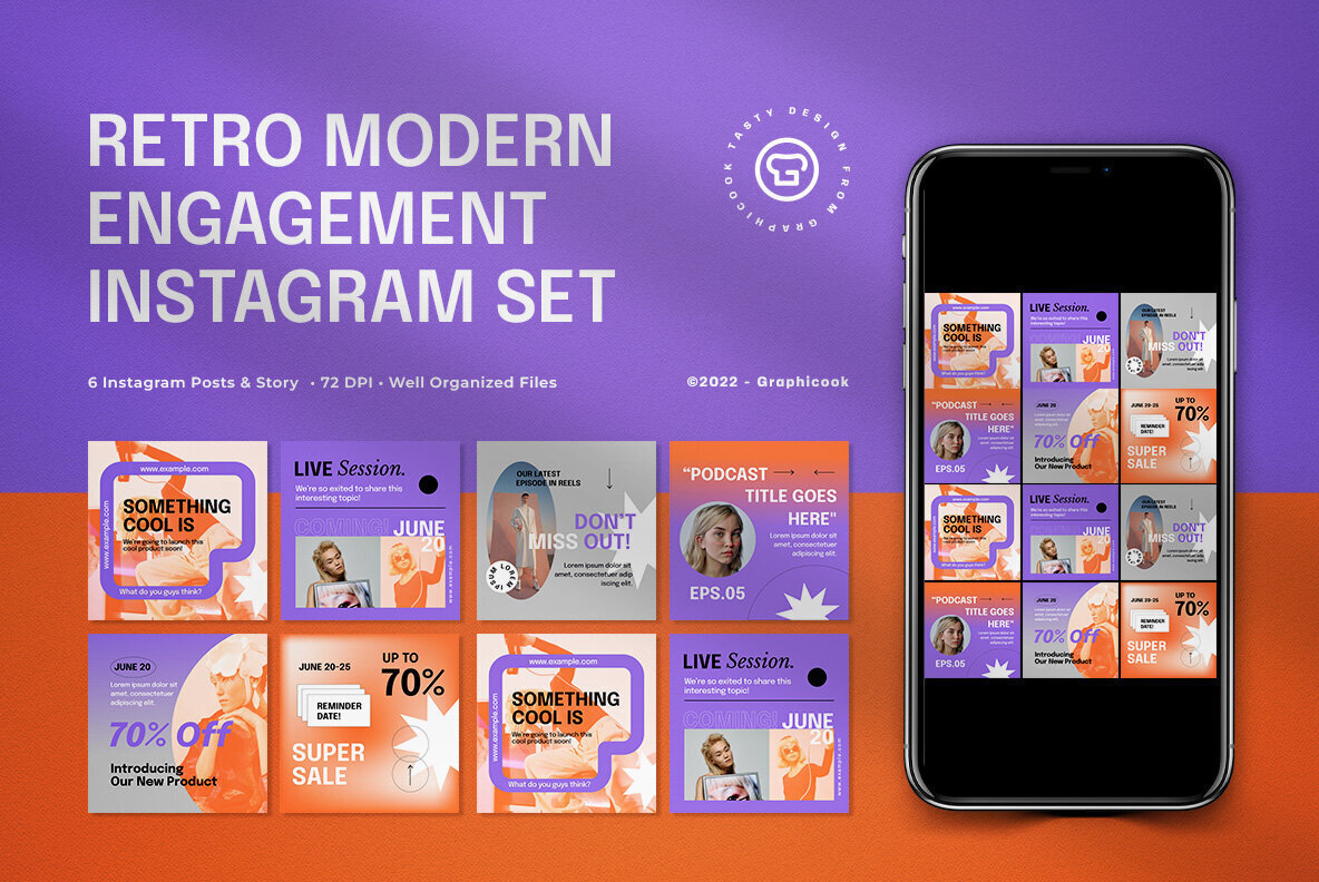 Purple Retro Modern Fashion Instagram Pack 1