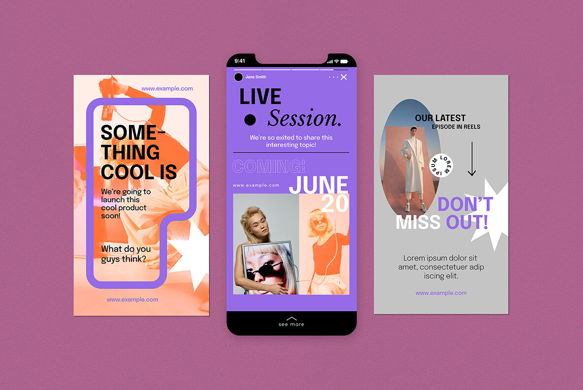 Purple Retro Modern Fashion Instagram Pack 6