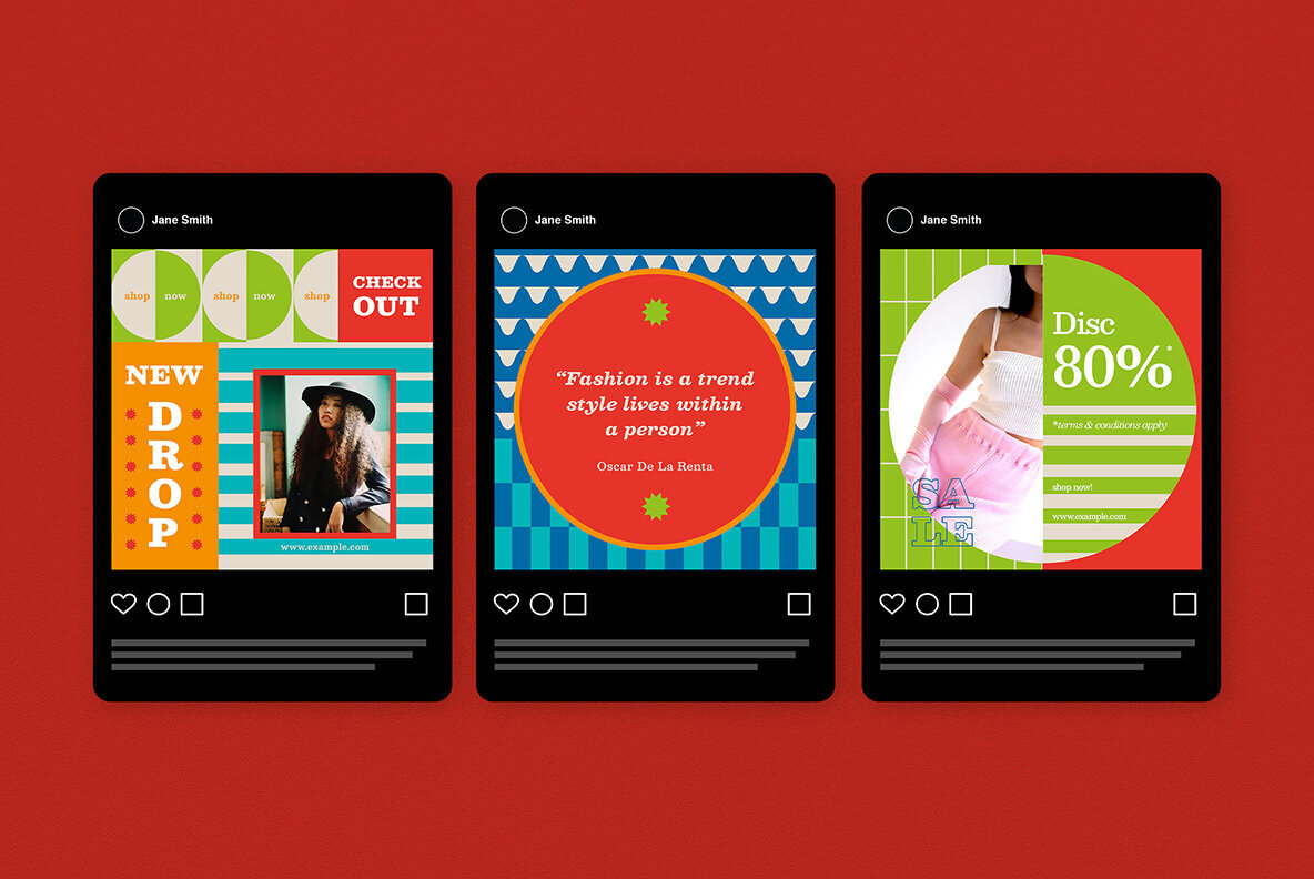 Red Pop Retro Fashion Instagram Pack 5