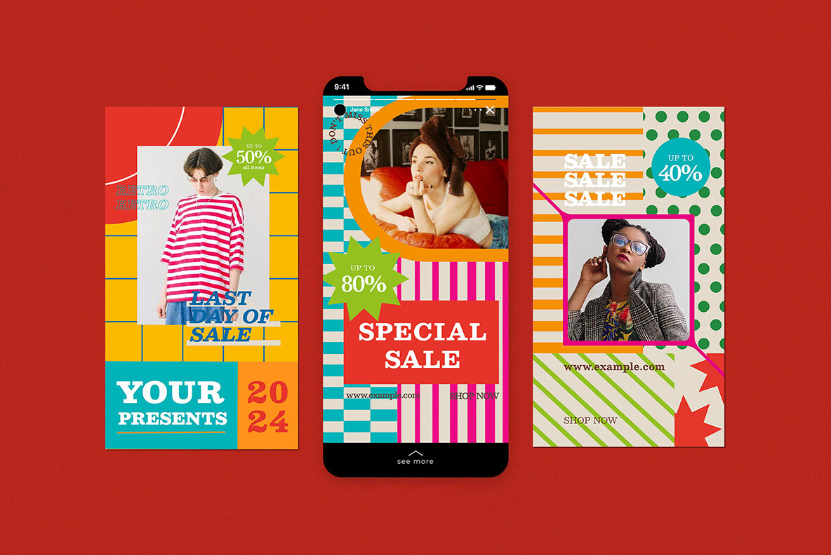 Red Pop Retro Fashion Instagram Pack 6