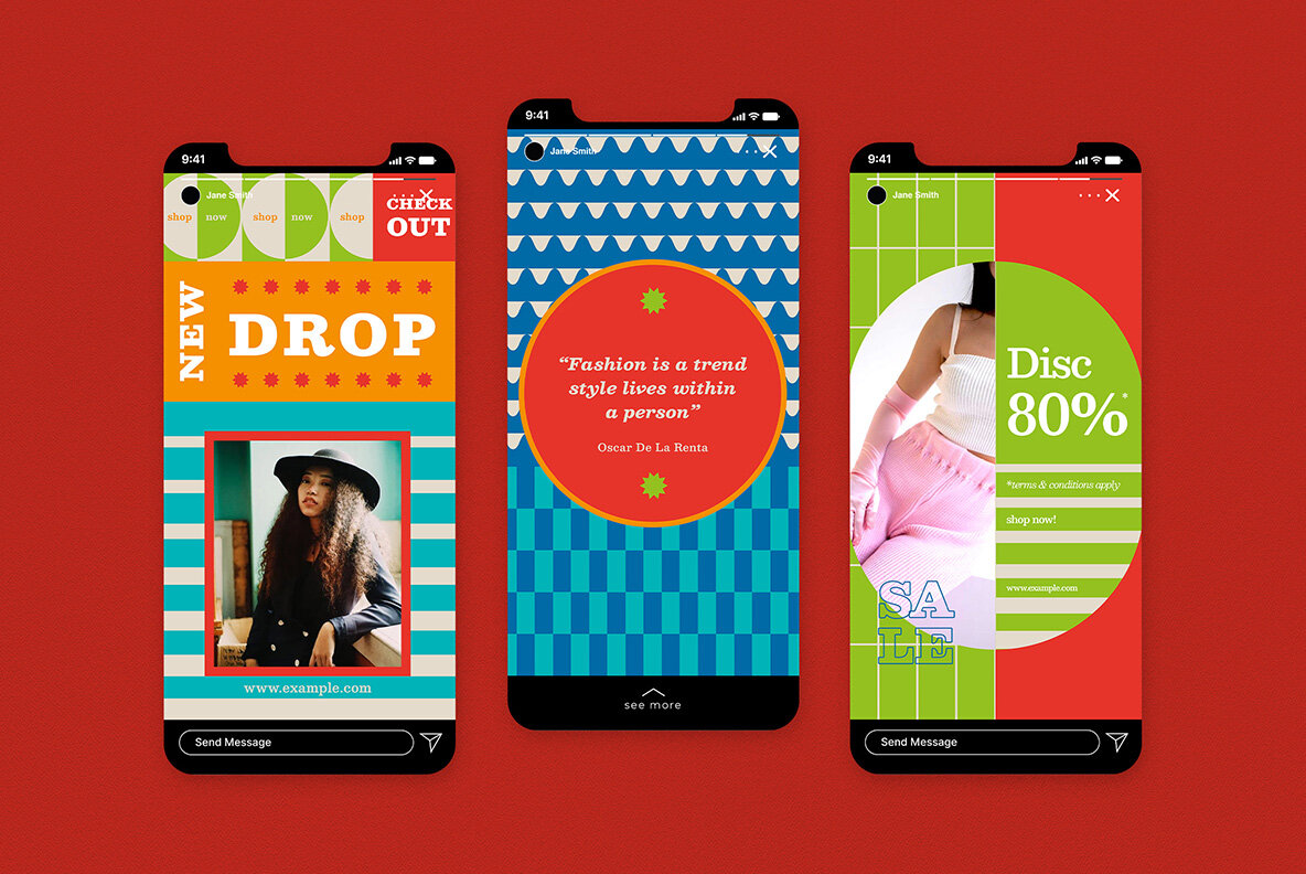 Red Pop Retro Fashion Instagram Pack 7