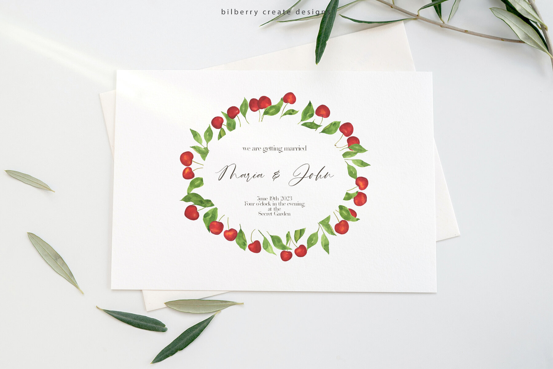 Watercolour Cherry Art Set 2