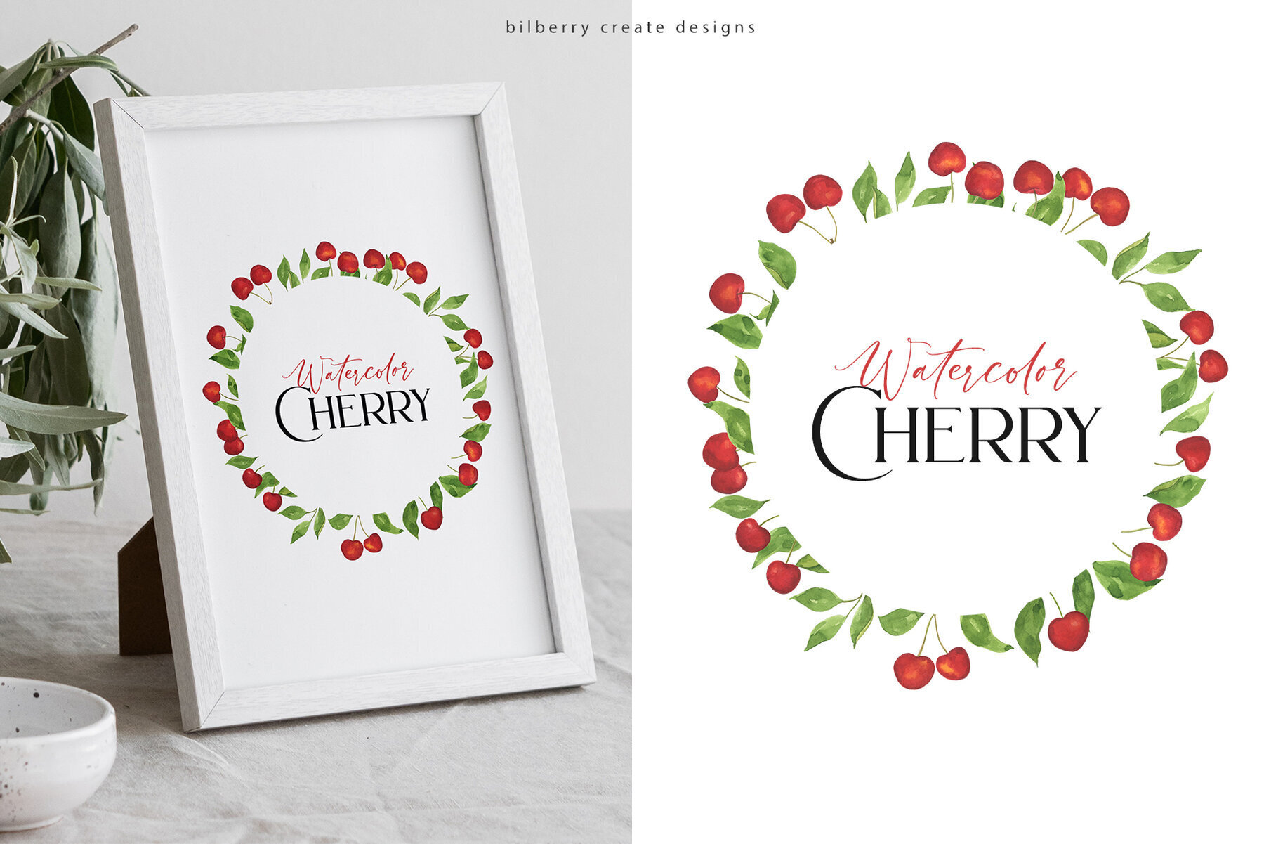 Watercolour Cherry Art Set 3