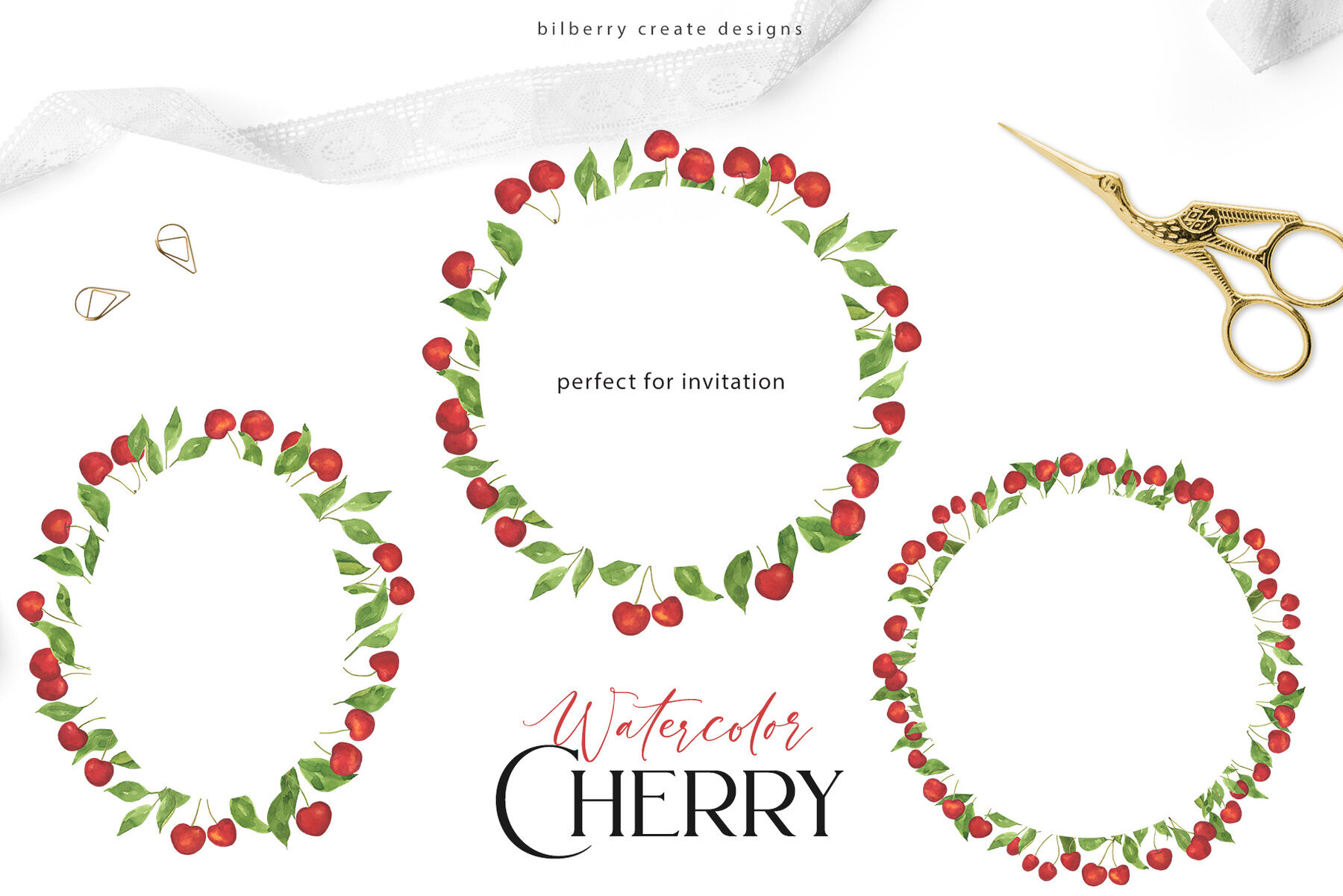 Watercolour Cherry Art Set 5