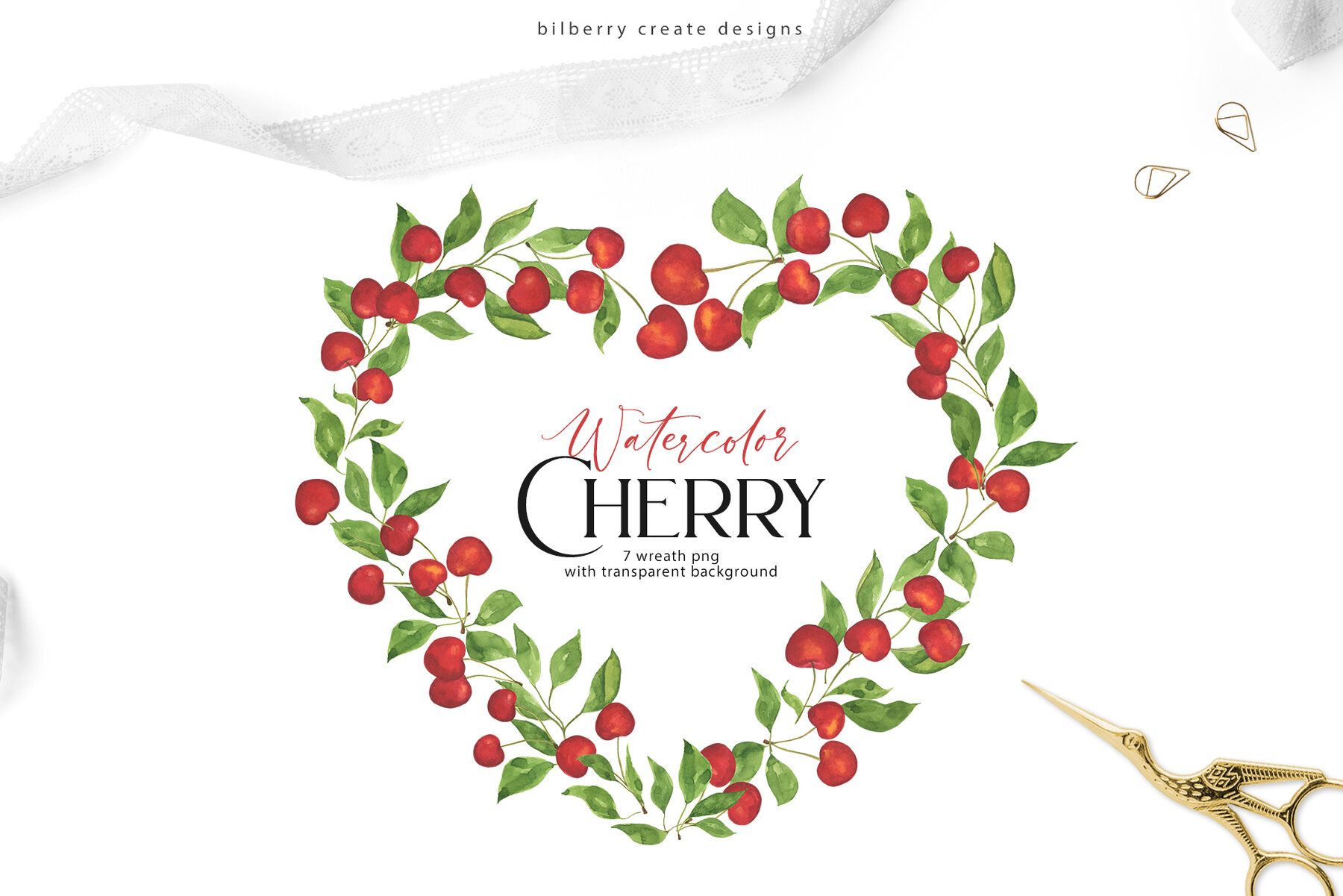 Watercolour Cherry Art Set 8