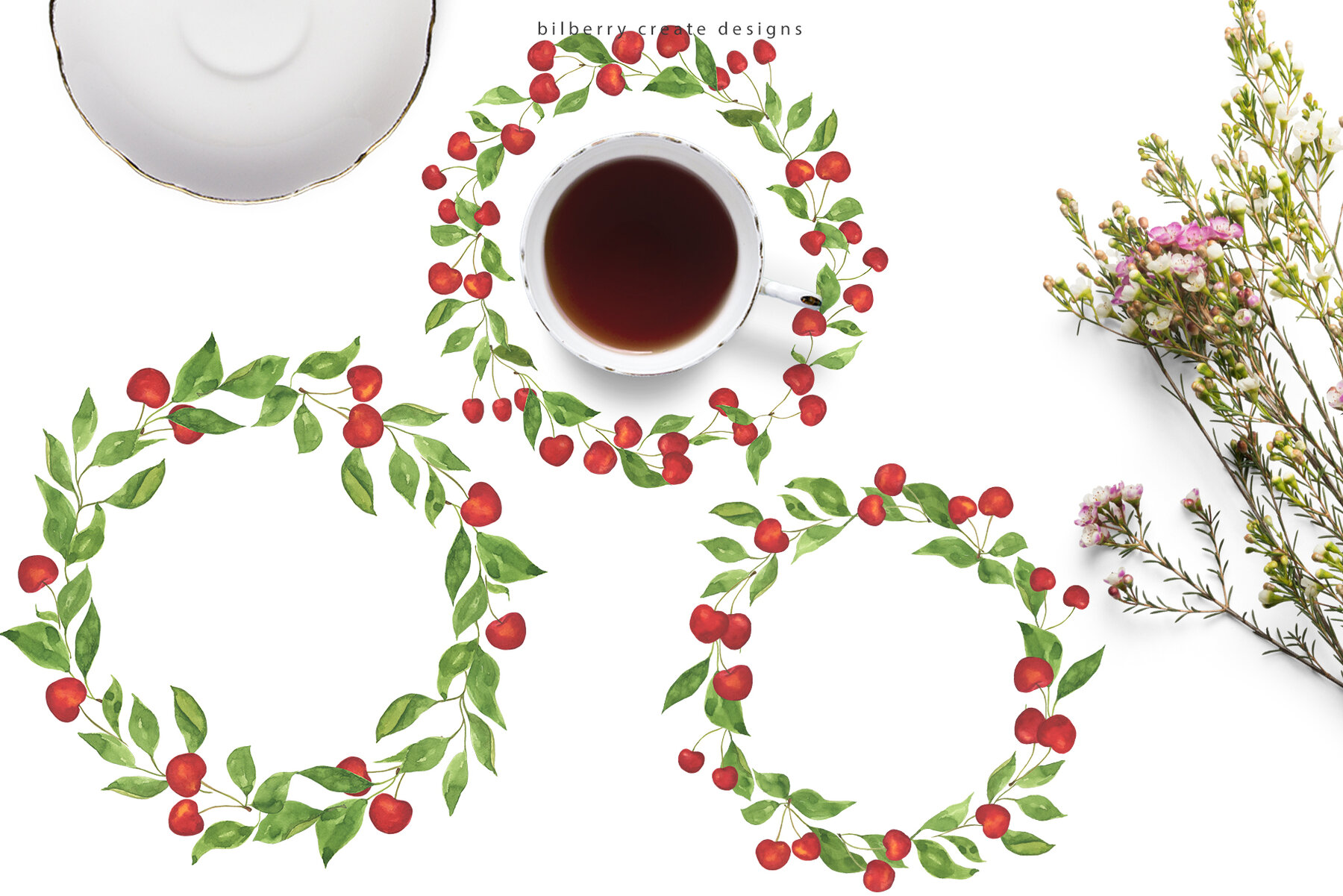 Watercolour Cherry Art Set 9