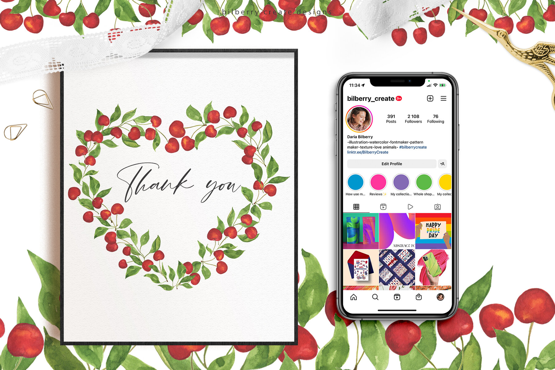 Watercolour Cherry Art Set 21