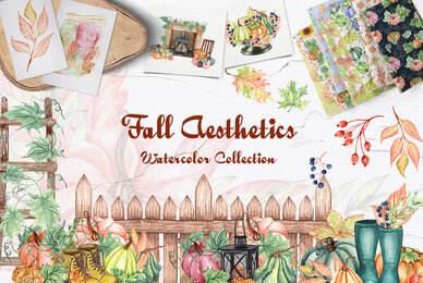 Autumn Garden Watercolor Collection