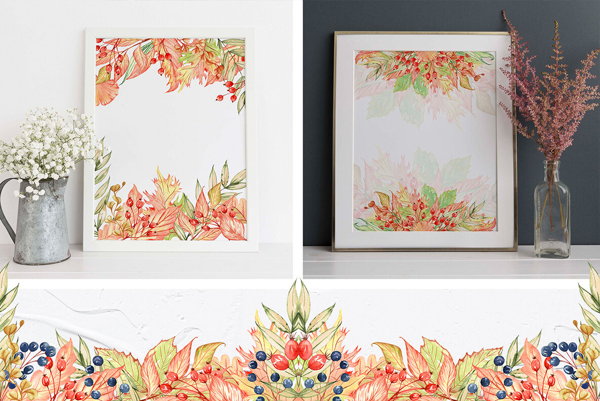 Autumn Garden Watercolor Collection 8