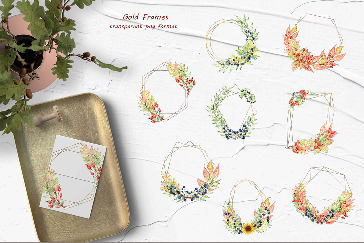 Autumn Garden Watercolor Collection 9