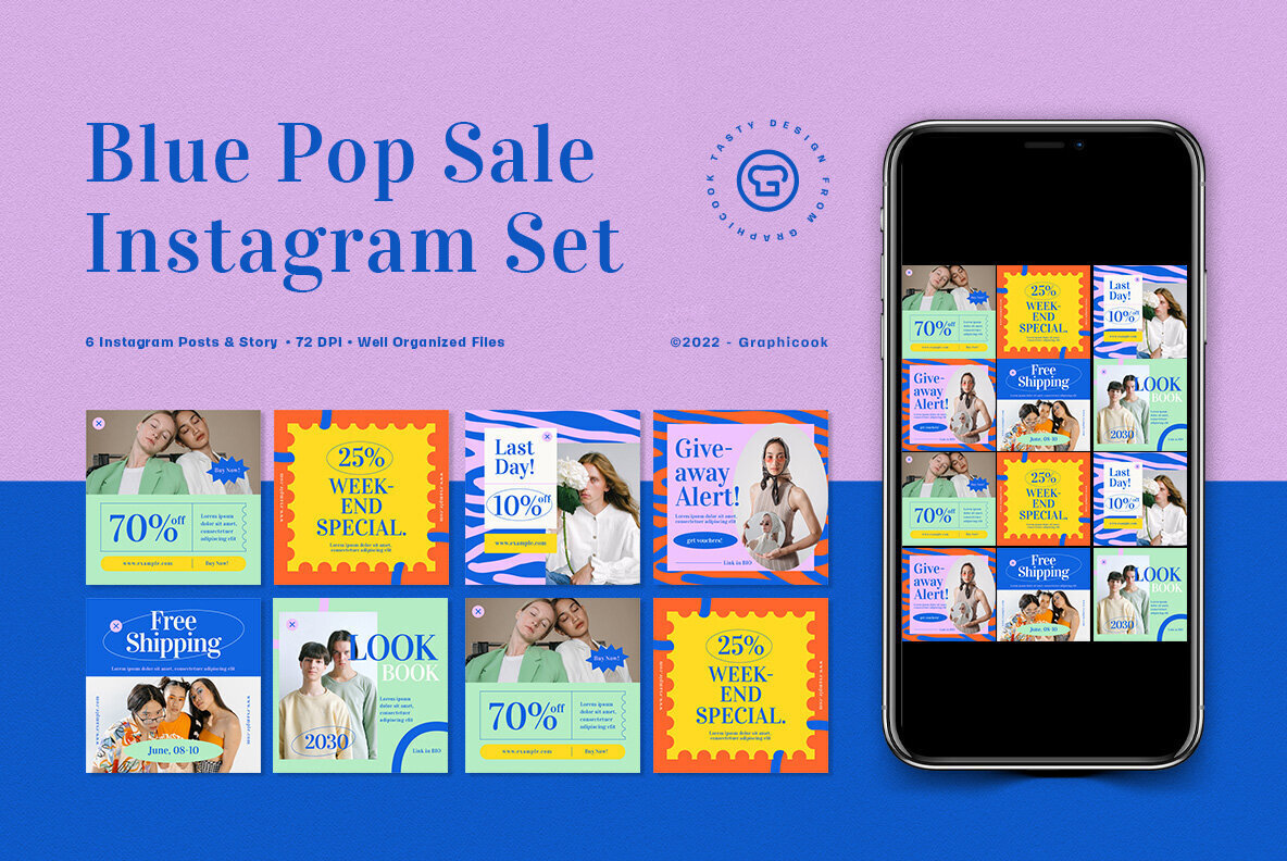 Blue Pop Fashion Sale Instagram Pack 1