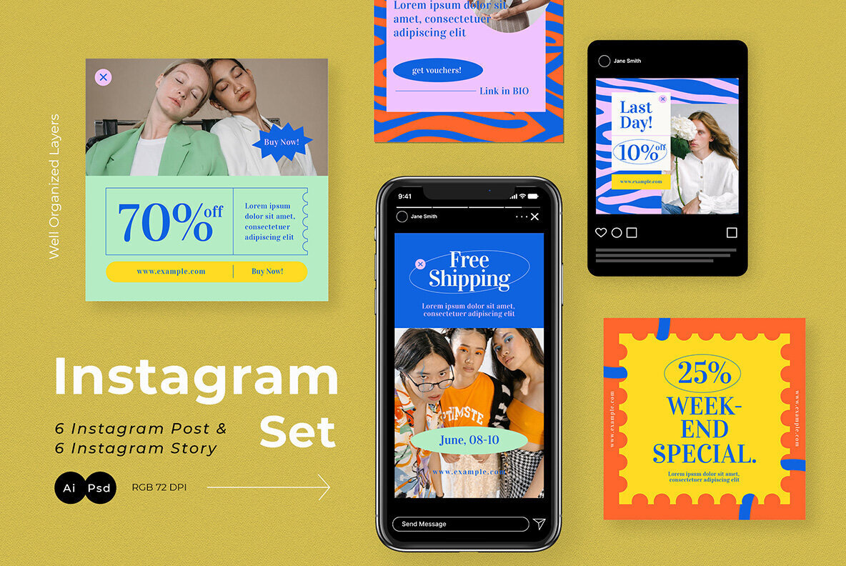 Blue Pop Fashion Sale Instagram Pack 2