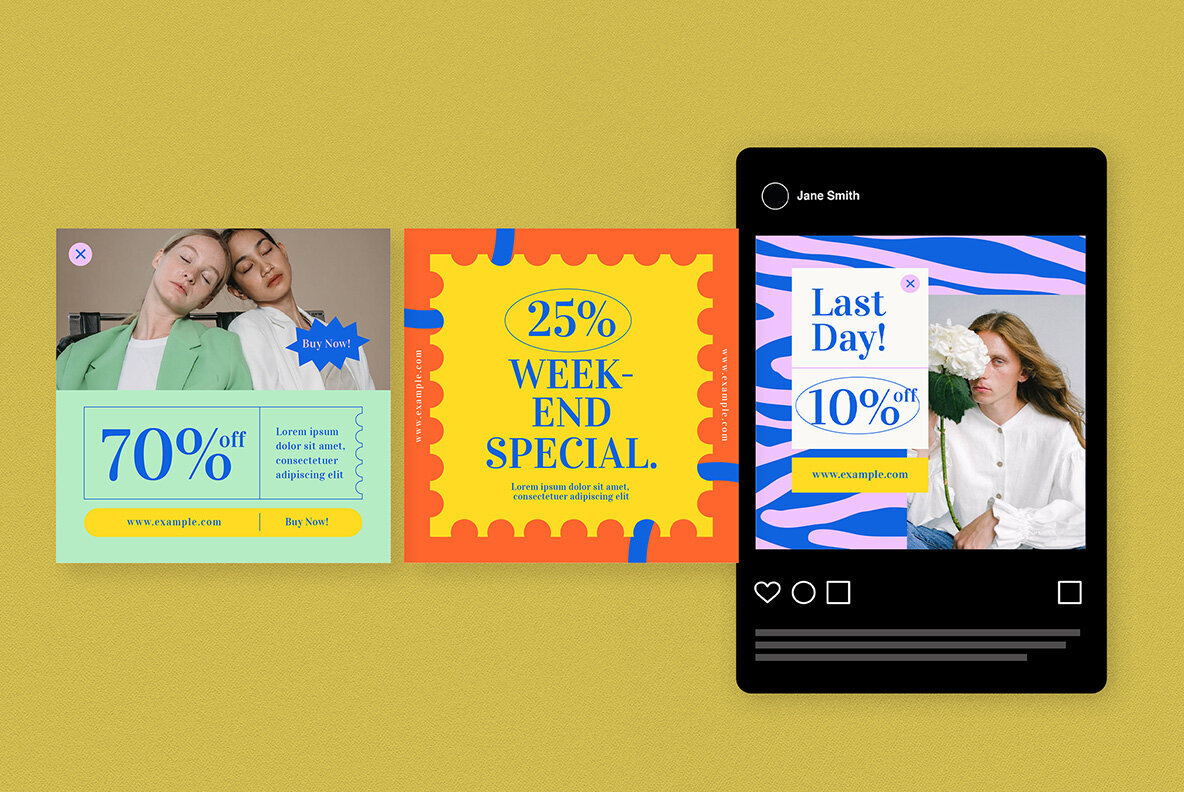 Blue Pop Fashion Sale Instagram Pack 4