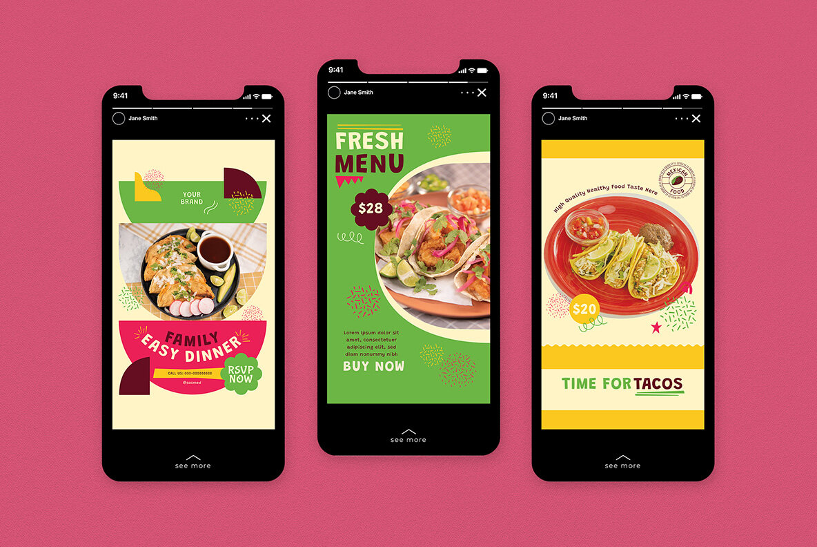 Cream Fat Design Mexican Food Instagram Pack 7