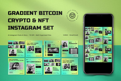 Green Gradient Bitcoin  Crypto and NFT Instagram Pack