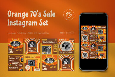Orange 70s Fashion Sale Instagram Pack