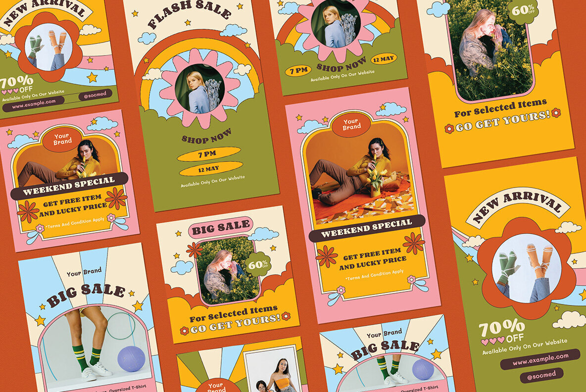 Pink Groovy Fashion Sale Instagram Pack 3