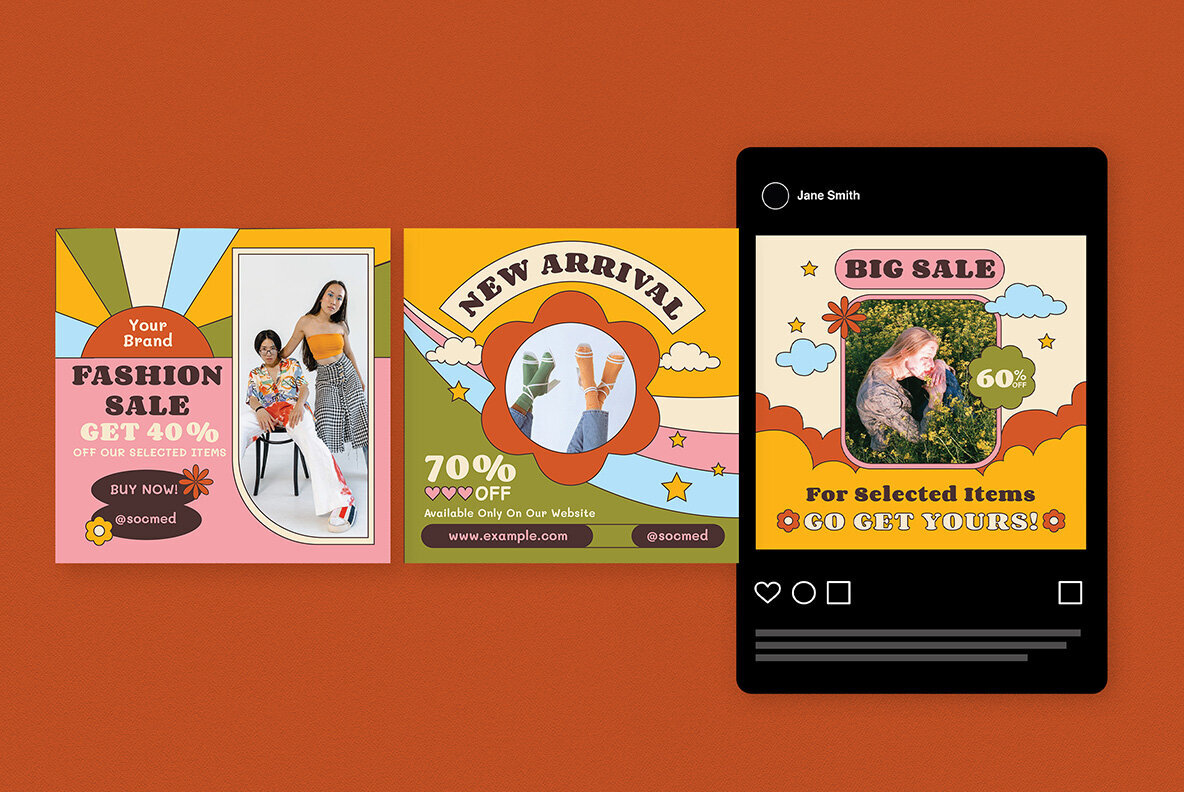 Pink Groovy Fashion Sale Instagram Pack 4