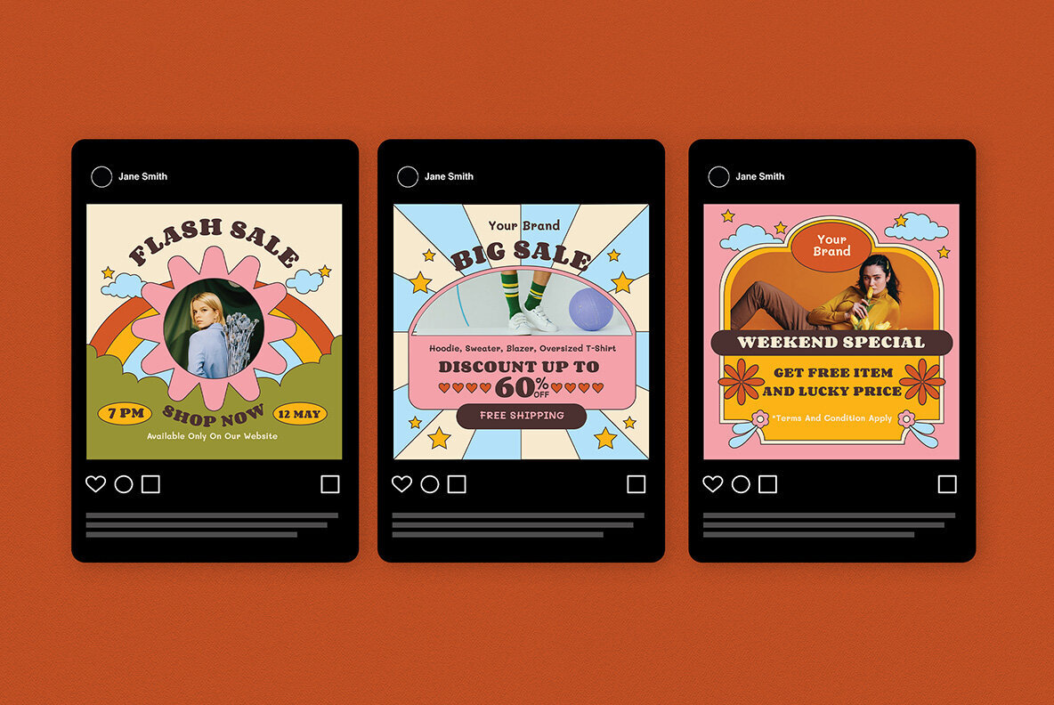 Pink Groovy Fashion Sale Instagram Pack 5