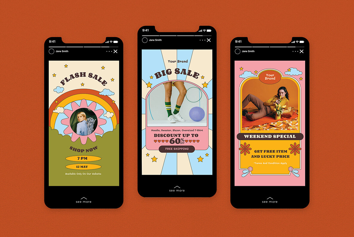 Pink Groovy Fashion Sale Instagram Pack 7