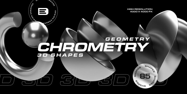 Chrome Geometry 3D Shapes