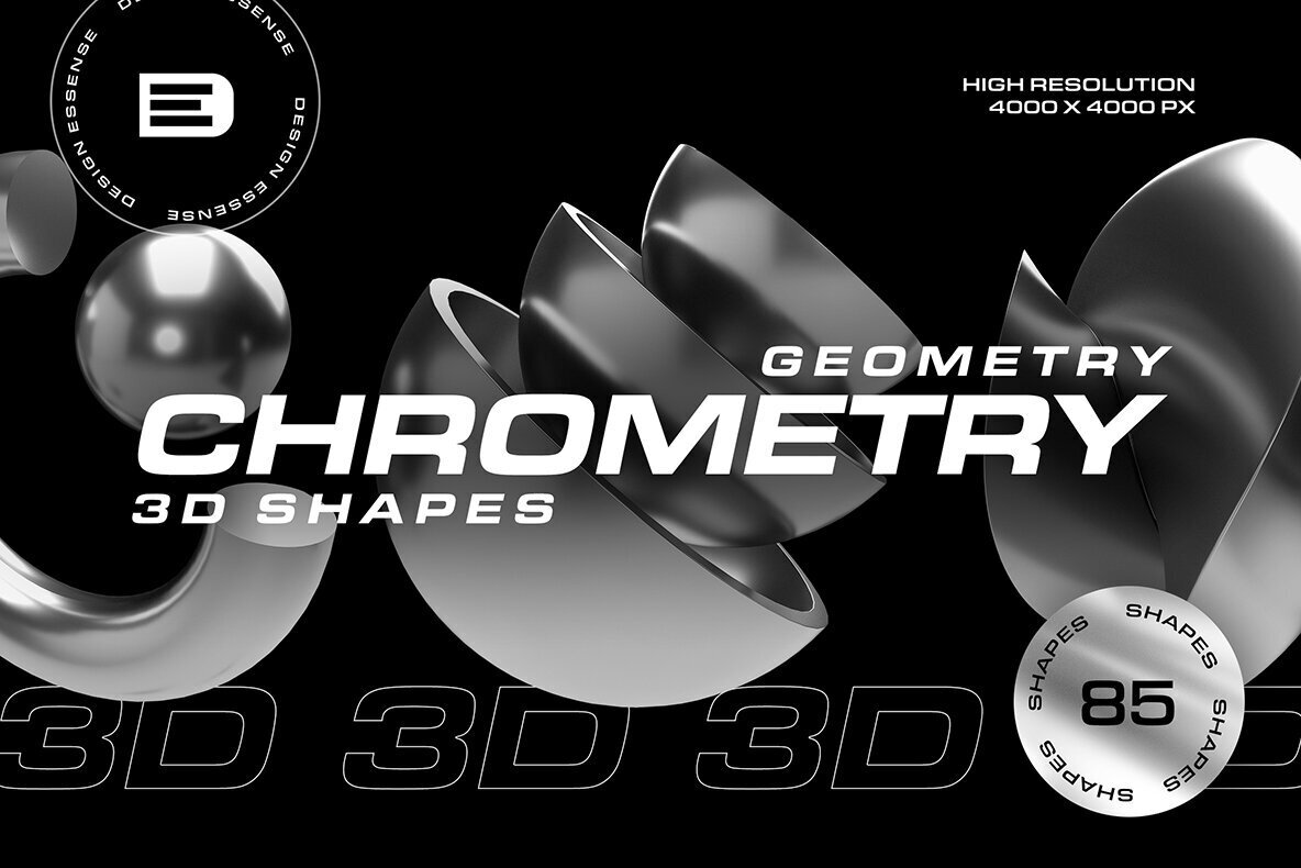 Chrome Geometry 3D Shapes 1