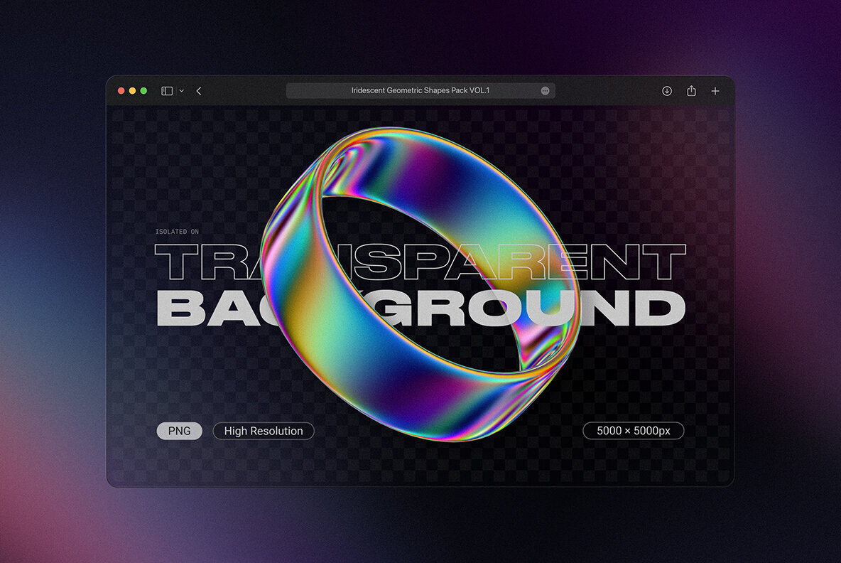 Iridescent Geometric 3D Shapes Pack Vol 1 2