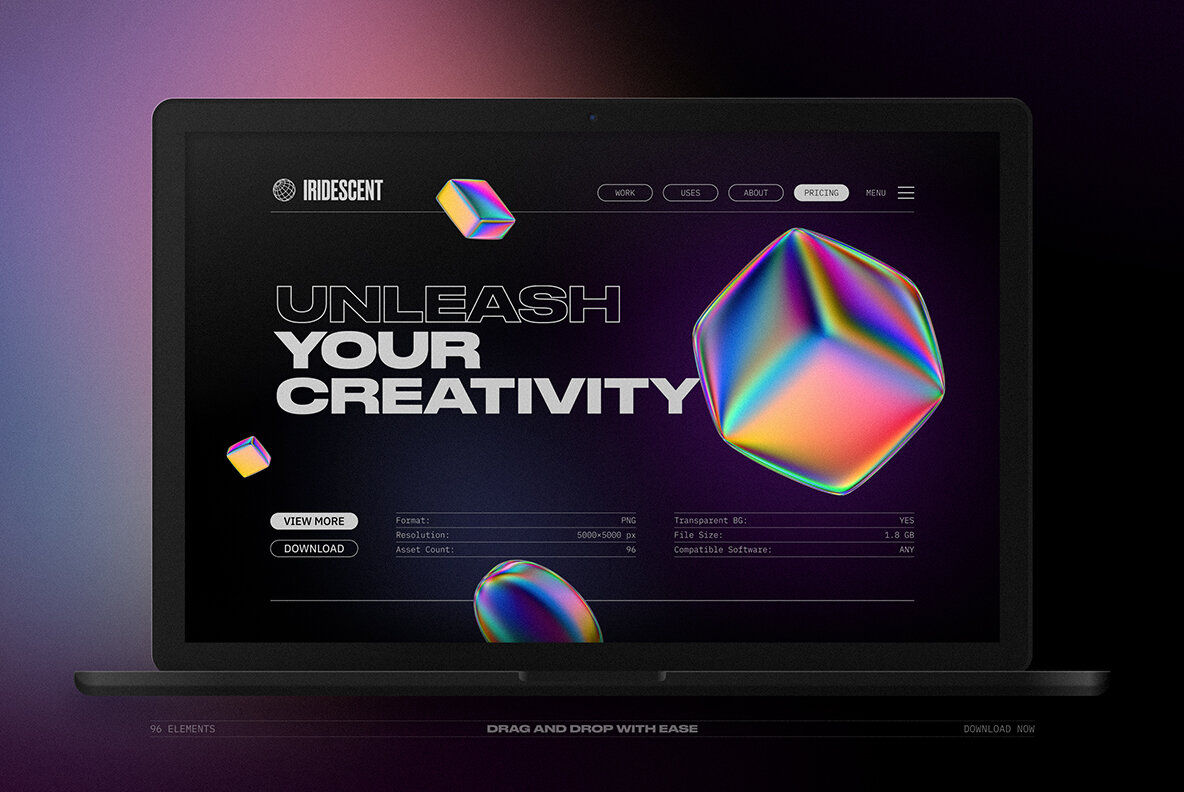 Iridescent Geometric 3D Shapes Pack Vol 1 7