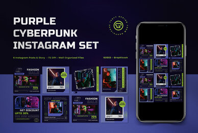 Purple Cyberpunk Fashion Sale Instagram Pack