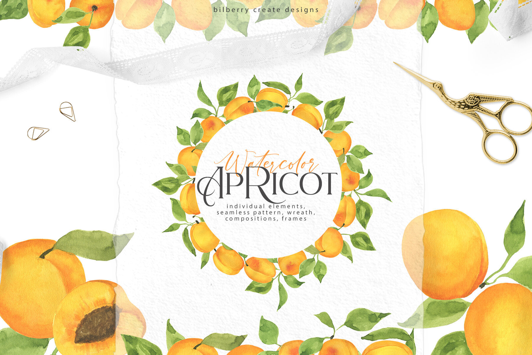 Watercolor Apricot Art Set 1