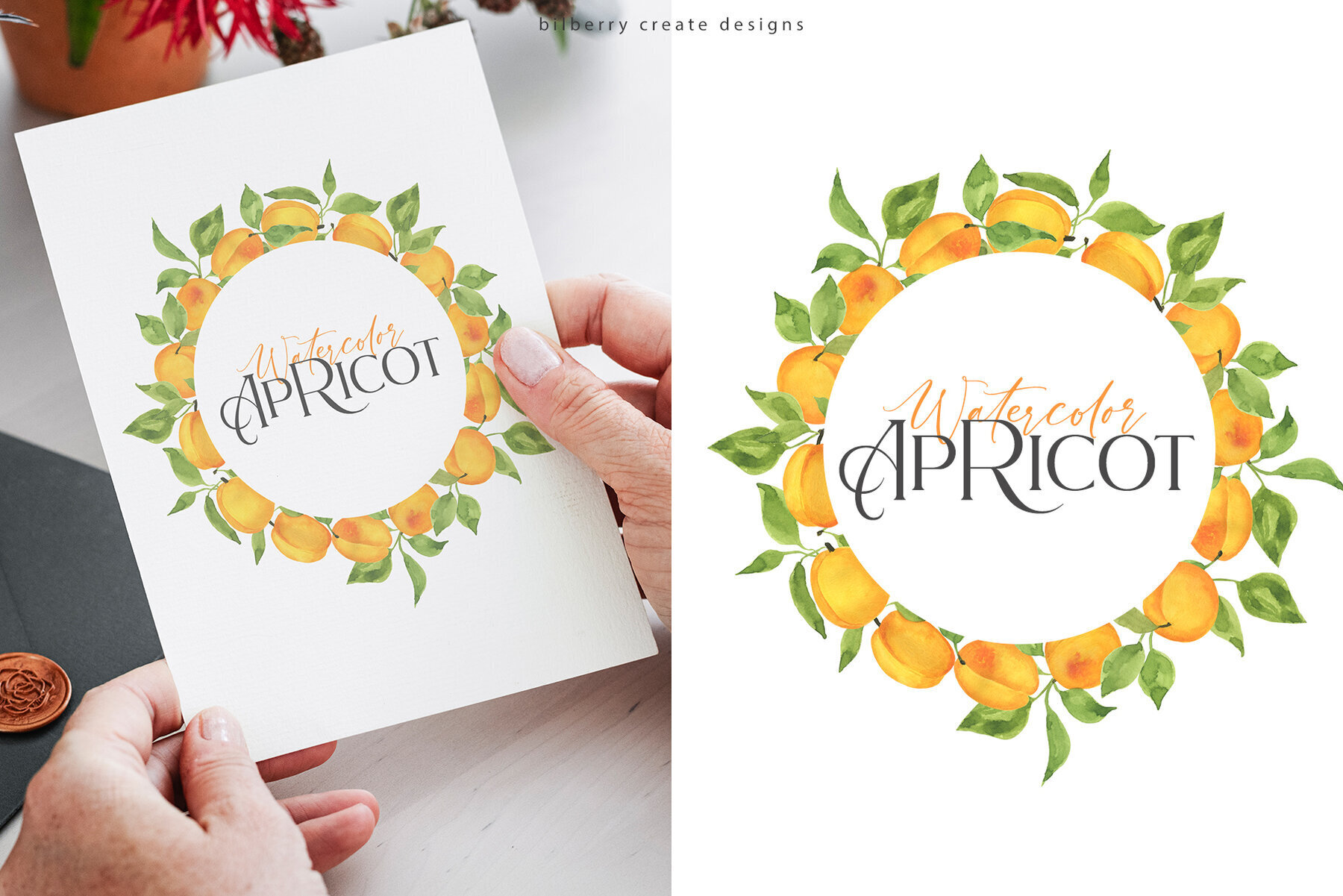 Watercolor Apricot Art Set 3