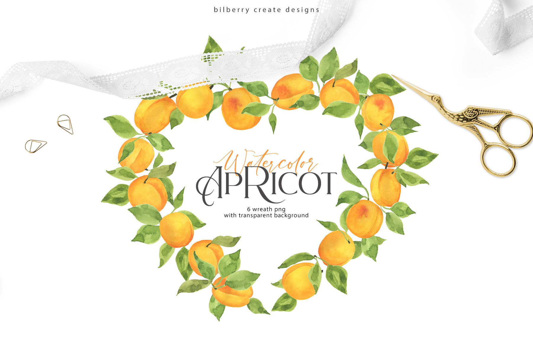 Watercolor Apricot Art Set 4