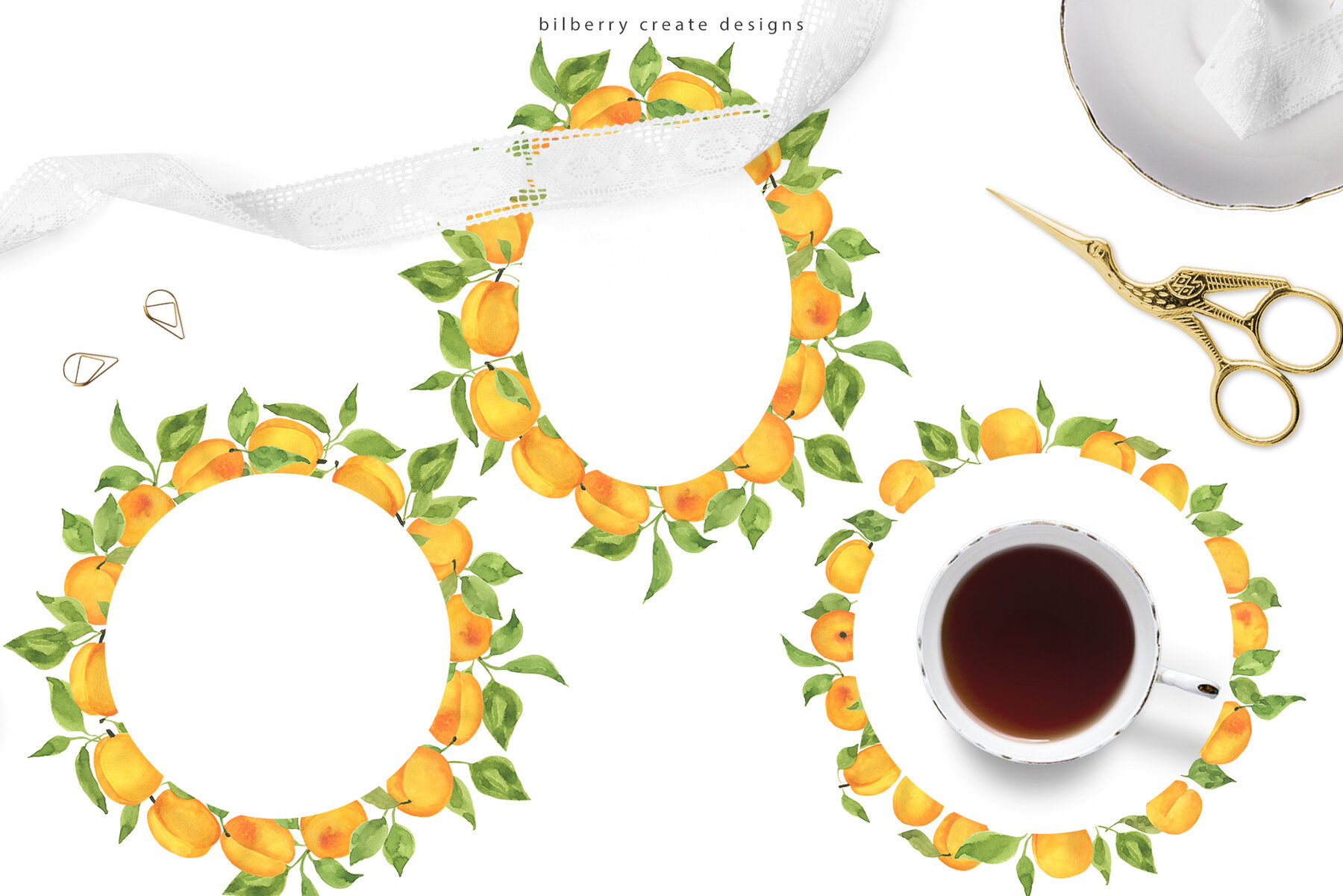 Watercolor Apricot Art Set 10