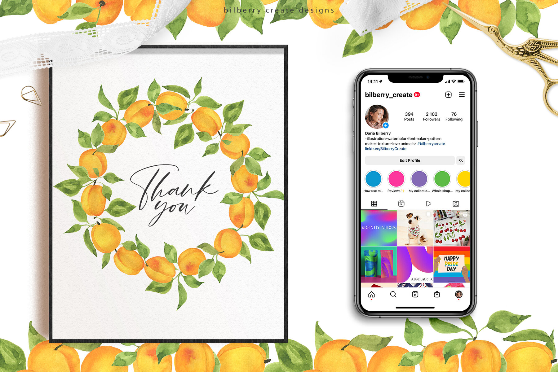 Watercolor Apricot Art Set 19