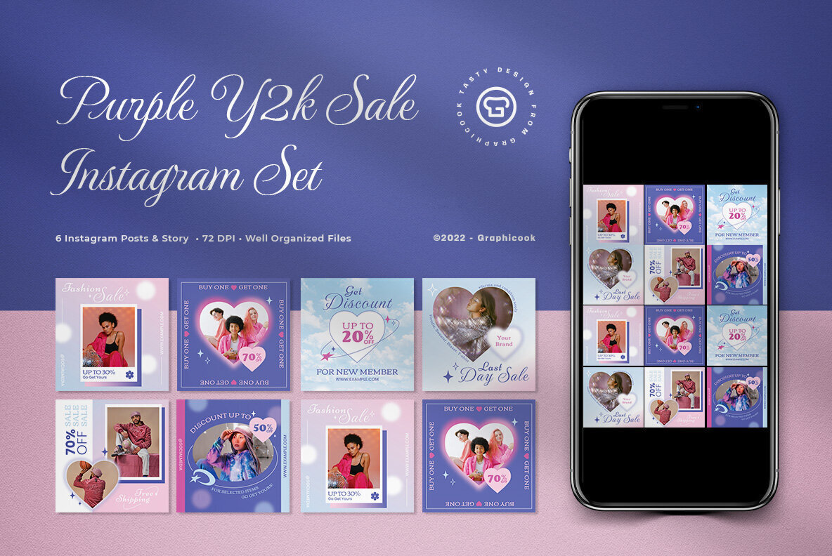 Purple Y2K Sale Instagram Pack 1