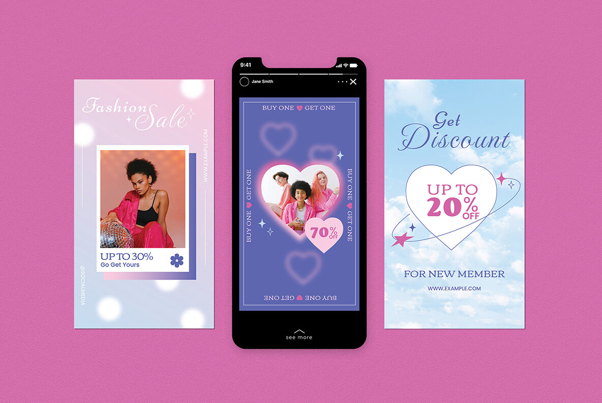 Purple Y2K Sale Instagram Pack 6