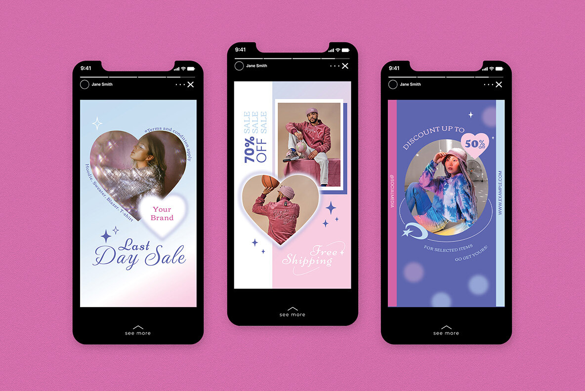 Purple Y2K Sale Instagram Pack 7