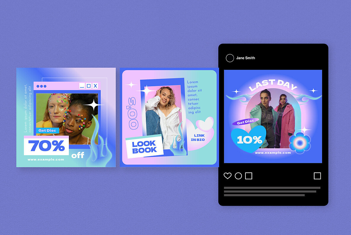 Soft Blue Y2K Sale Instagram Pack 4