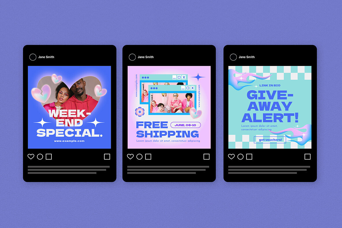 Soft Blue Y2K Sale Instagram Pack 5