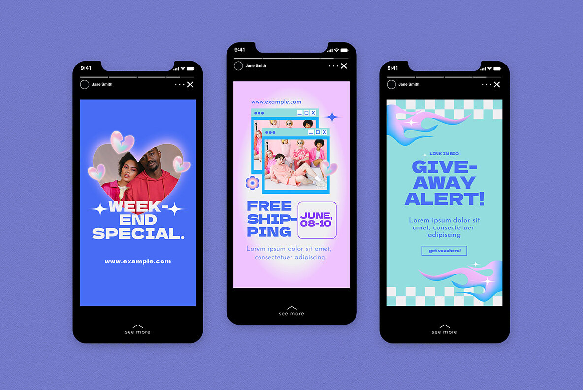 Soft Blue Y2K Sale Instagram Pack 7